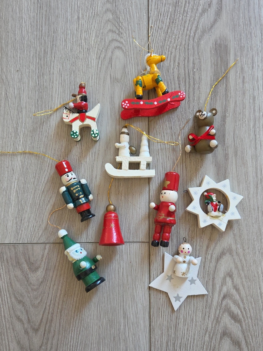 Vintage Christmas Wood Ornaments (Advent Calendar Ornaments?) Lot Of 10